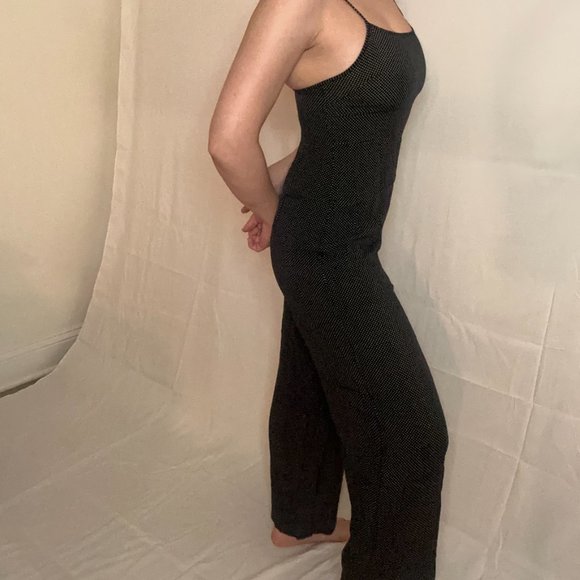 Trade & Gather Black Polka Dot Romper - Picture 1 of 7